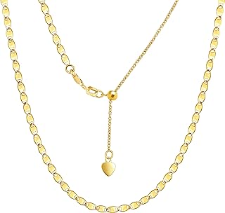 JEWELHEART 14K Real Gold Chain Adjustable 13” To 17” Choker Necklaces For Women, Dainty Solid Gold Chain Necklace, Ladies Minimalist Gold Chain Choker