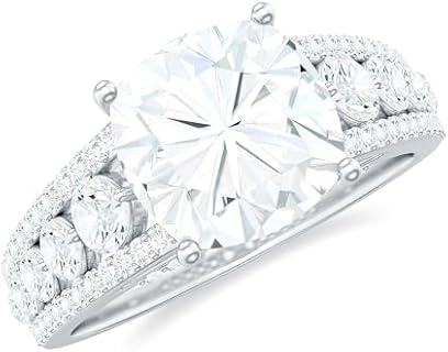 Sophisticated 8MM Cushion Moissanite Solitaire Engagement Ring in 10K White Gold for Women, Size 3, D-VS1