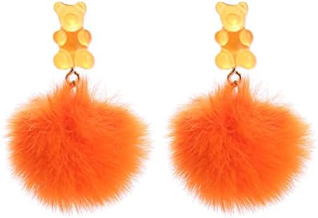 Playful Plush and Zinc Gummy Bear Dangle Earrings with French Wire Back Finding for Women and Girls