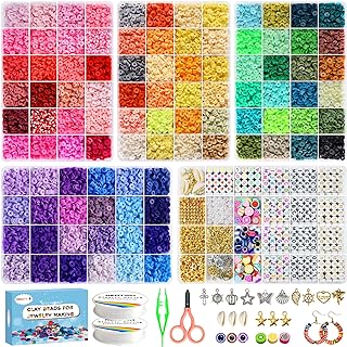 Redtwo 15500pcs Clay Beads Bracelet Making Kit, 96 Colors 5 Boxes Friendship Bracelet Kit for Jewelry Making, Flat Polymer Heishi Beads with Charms Gifts for Teen Girls Crafts for Girls Ages 8-12
