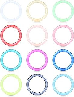 D.Bella 16G Colorful Septum Retainer Clicker Septum Piercing Retainer Flexible Acrylic Cartilage Tragus Helix Daith Rook Conch Earring Hoop Bioflex Lip Eyebrow Nose Rings Piercing Retainer 8mm 10mm