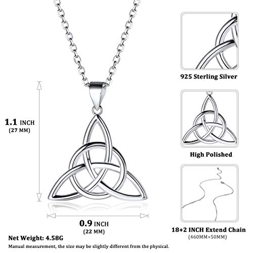 ChicSilver 925 Sterling Silver Good Luck Irish Celtic Knot Necklaces Vintage Triangle/Cross/Round Pendant Necklaces Gift for Women (with Gift Box)