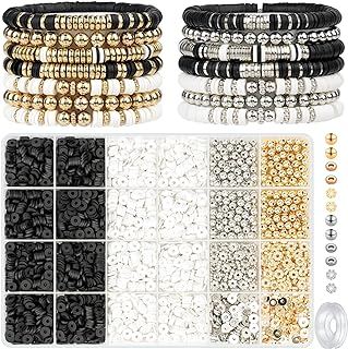 DIY Clay Bead Bracelet Making Kit in Golden Chain Design for Women, Gift-Wrapped by Gionlion - Midnight Elegance 3000 Pcs Set For Arts and Crafts, Jewelry Making, and More