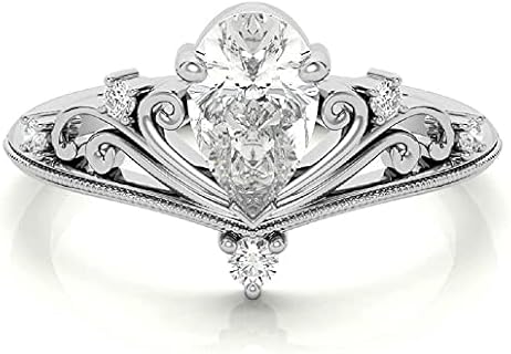 HNB Gems 3 CT Pear Moissanite Engagement Rings Wedding Bridal Ring Solitaire Halo Style 10K 14K 18K Solid Gold Sterling Silver Anniversary Promise Ring