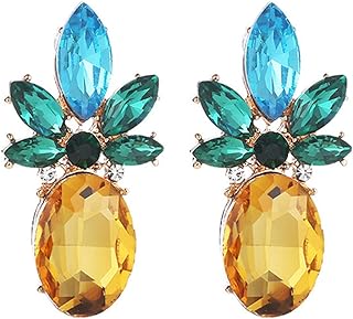 Sturdy Metal Push-Back Pineapple Stud Earrings for Teen Girls & Women, Glistening Crystal Embellishment, Perfect Summer Beach Jewelry