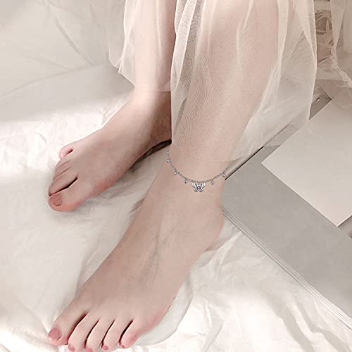 Butterfly/Sloth/Star/Tree of Life Anklet 925 Sterling Silver Ankle Bracelet for Women 8-10''
