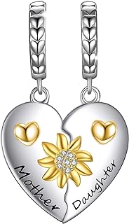 Mother Daughter Son Dangle Charm 2pcs Heart Love Puzzle Set Bead for Pandora Bracelet