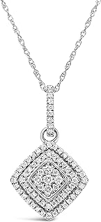 10k White Gold Diamond Necklace, Diamond Cluster Pendant, Promise Jewelry, Minimalist Jewelry for Women