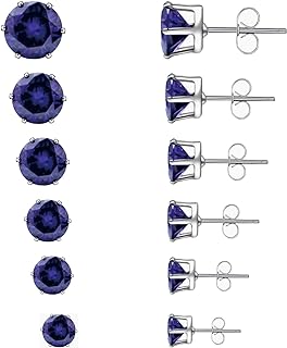 Embracesun 6 Pairs Stainless Steel Stud Earrings Set Hypoallergenic Cubic Zirconia 316L CZ Earrings 3-8mm(0.12-0.32Inches)