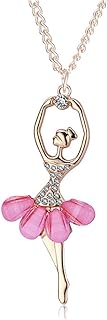 Charming Ballerina Necklace Pendant with Cable Chain & Rhinestone Embellishments, Gift for Girls, Dancers, Ballet Enthusiasts – Made of Durable Zinc