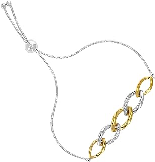 Exquisite Diamond Bolo Bracelet with Box Chain Design in Yellow Gold Plated Silver, Suitable for Men and Women with Adjustable Length Prong Set