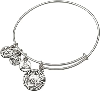 Silver Tone Claddagh Charm Bangle
