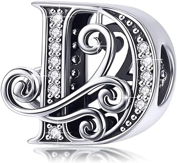 Brighton Cubic Zirconia-framed Sterling Silver Bracelet Beads with Initial Letters A-Z for Personalized Jewelry