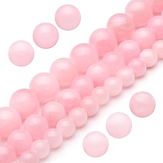 100% Genuine 8mm Round Pink Jade Birthstone Beads for Bracelets by Youngbling - Smooth Polished Stone Beads for Necklace Making - Perfect for DIY Jewelry Designs