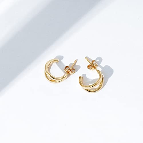 Amazon Essentials 14K Gold or Rhodium Plated Split Hoops