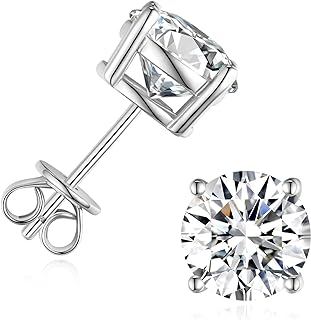 1-6CT Moissanite Stud Earrings for Women, C4P Setting DF Color Ideal Cut Lab Created Diamond Earrings with Certificate of Authenticity
