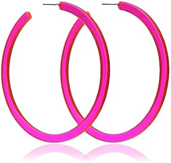 80's 90's Neon Lime Green Hoop Earrings for Women Y2k Jewelry Gift