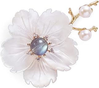 CCijiNG New Year Brooches and Pins for Women with Crystal,Flower Lapel Pin Blossom Brooch Jewelry Gifts,Fashionable Accessories Flower Brooches and Pins for New Year Gift