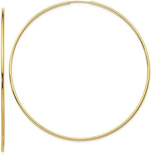 Large 14k Yellow Gold Continuous Endless Hoop Earrings, 1.2mm Tube