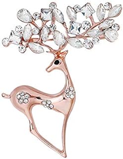 Unisex Crystal Alloy Reindeer Brooch with Pin Clasp for Women, Men, and Girls - Stunning Rhinestone Deer Design