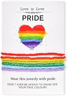 Pride Beaded Bracelet for Women Men LGBTQ Rainbow Layered Bracelets Gay Pride Accessories for Boys Girls Lesbian Couple Gifts for Her Seed Beads Bracelets 7 Pcs