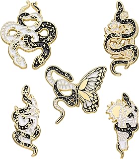 Gothic Snake Enamel Pins for Women/Men, Horror Animal Enamel Lapel Pin Badges for Clothes Art Sun Moon Sword Flower Skull Badge Pins Accessories Gifts…