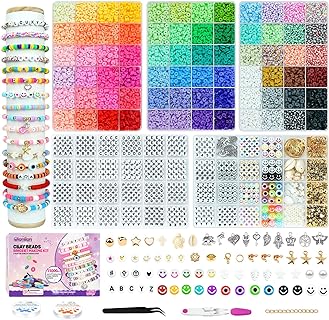 Gionlion Teen Girls DIY Clay Bead Bracelet Kit in Polymer Material with Flat Round Design - 72 Colors Friendship Jewelry Making Set