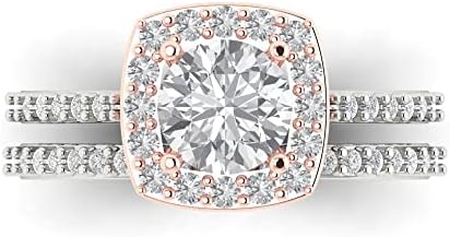 Clara Pucci 2.22ct Round Halo Cubic Zirconia Sapphire Wedding Band for Rose and White Gold Halo Ring, Size 3.5 with Engraving Option