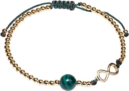 Jewever Natural Crystals and Gemstones Infinity Charm Bracelet for Women Worry Stone Beaded Friendship Bracelets Adjustable