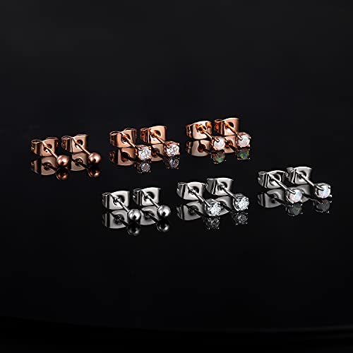 6 Pairs Stud Earrings Set,Hypoallergenic Opal Earrings Gold Plated Stud Earrings for Women