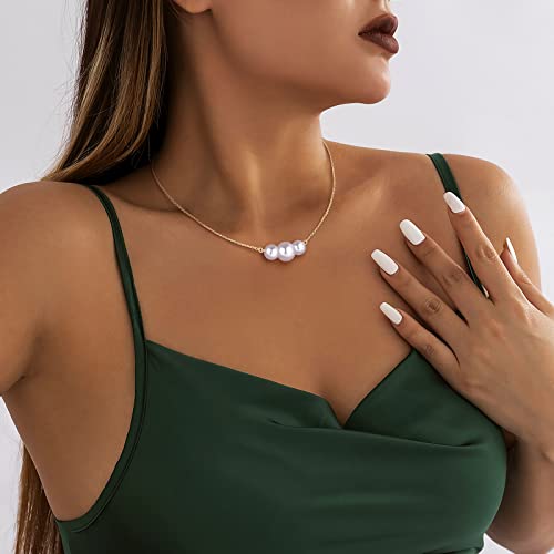 Dainty Choker Necklace for Women 14K Gold Plated Pearl Choker Necklace Trendy Minimalist Pearl Choker Jewelry Gifts