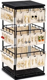 Earring Holder Organizer,Earring Storage Organizer with Wood Base,48 Hooks Earring Rack for Women and Girls,Jewelry Organizer Stand for Displaying Ring,Earrings,Ear Stud,Bracelets