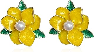 Just Follow Enamel Boho Flower Stud Earrings for Women Girls With Green Leaf Flower Shaped Daisy Earrings Valentine's Day Mother's Day