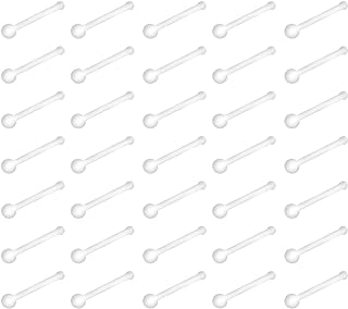D.Bella 20g Clear Nose Rings Retainer Acrylic Nose Ring Stud Bioflex Bone Pin Straight Nose Studs Retainer Flexible Nose Piercing Retainer for Men Women