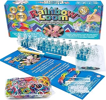 Authentic Rainbow Loom Bead Bracelet for Kids 7+ in Multicolor Metal with C-Clips or Various Gems, Various Shapes/Designs by Rainbow Loom