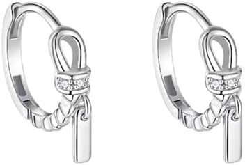 Women's Sterling Silver Small Horseshoe Hoop Earrings with Hinged Hoop Back Finding and Cubic Zirconia Pun - Hypoallergenic