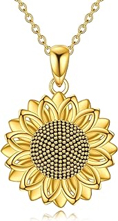 Sterling Silver Sunflower Pendant Necklace with Rolo Chain for Women - Ideal Mother's Day Gift with Delicate Design