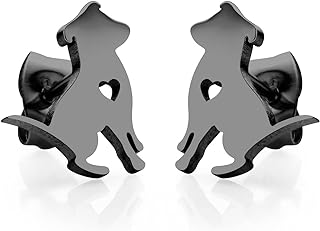 Charming Stainless Steel Puppy Dog Stud Earrings with Post-and-Nut Back Finding for Women & Girls
