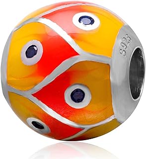 GEMDAZZ 925 Sterling Silver Mix Enamel Charm Beads, Fits European Style Bracelet, Gift for Wife Daughter Mom Birthday Valentines