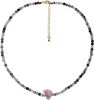 Unisex Raw Amethyst & Crystal Bead Choker with Gold-Plated Lobster Clasp, Energy-Boosting Necklace from China