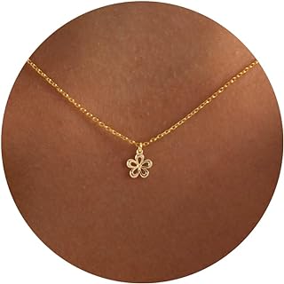 Gold Necklace for Women, 14k Dainty Gold Butterfly Flower Necklace Simple Infinity Necklace Angle Wings Pendant Necklace