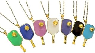 Unisex 14k Gold-Plated Pickleball Pendant with Sterling Silver Cable Chain and Spring Ring Clasp