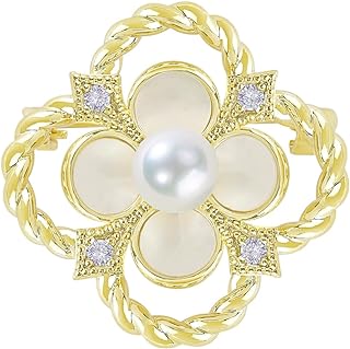 Chic Gold-Plated Titanium Pin Clasp Natural Shell Flower Brooch for Women, Timeless Vintage-Modern Fusion Design Jewelry, Ideal Gift for Special Occasions, Fashion Accessory for All Attires