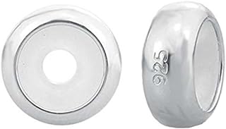 Junyi Jewelry 2 PCS Clip Stopper Charms with Silicone Ring 925 Sterling Silver Spacer Charm for Pandora Bracelet