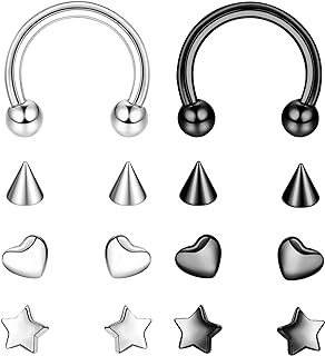 THUNARAZ 16g G23 Titanium Horseshoe Septum Rings for Women Men Horseshoe Nose Rings Hoop Helix Cartilage Tragus Earrings Eyebrow Lip Navel Belly Septum Nipple Piercing Ring 6-12mm