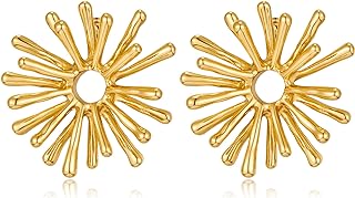 Geometric Earrings Statement Stud Earrings for Women Girls Gifts 14K Gold Plated