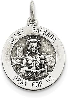 Sterling Silver Narcissa Pendant Necklace with Other-Clasp-Type, St. Barbara Medal Design for Faith Keepers