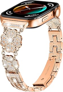 KUTEWEU Bracelet en Acier Inoxydable avec Cristaux pour Huawei Watch Fit 3/4 Pro Femme, Ajustable 5.5–8.0 pour Élégance et Confort en Toutes Occasions