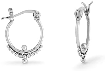 Latch back Sterling Silver Native Beaded Hoop Earrings for Women, Bohemian Design by Boma Jewelry