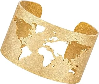 Secure Clasp Silver Bangle with Unique Boho Charms, Stainless Steel Cuff Bracelet, Aluminium Alloy Gems, Perfect Gift for Women - Large Wide Wrist Cuff Wrap Design